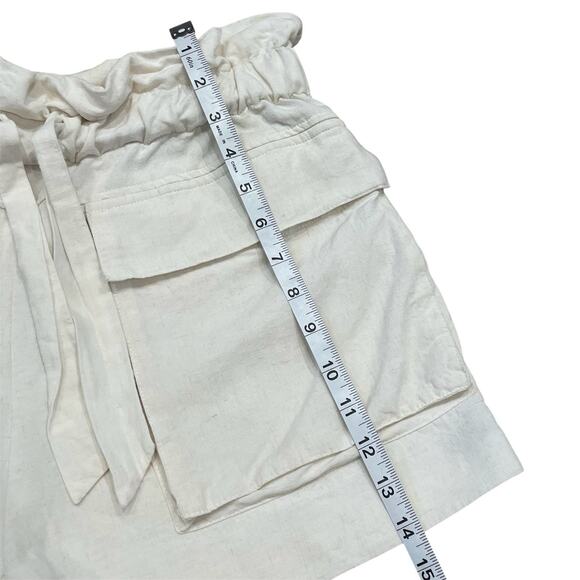 ZARA Linen Blend Cream Ruffle Shorts, Womens M, Lagenlook Coastal Boho Preppy - Picture 5 of 7